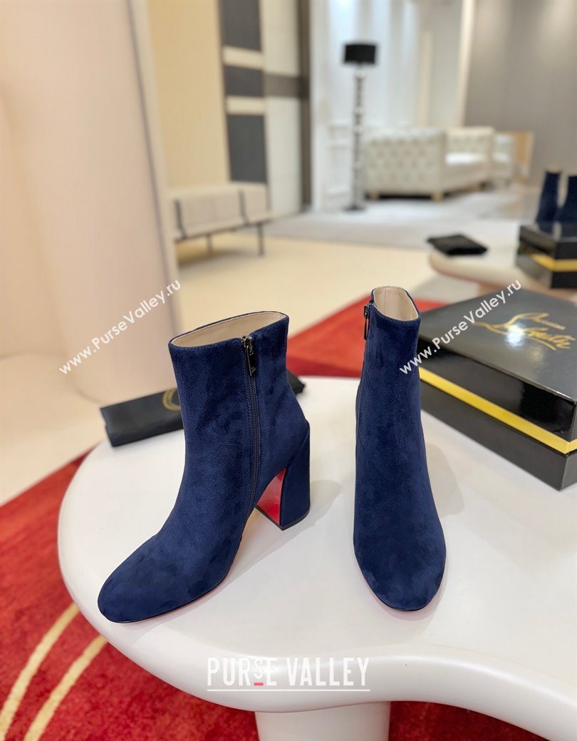 Christian Louboutin Turela Heel Ankle Boots 8.5cm in Suede Blue 2025 (MD-251030152)