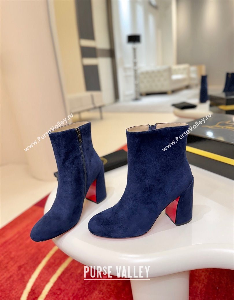 Christian Louboutin Turela Heel Ankle Boots 8.5cm in Suede Blue 2025 (MD-251030152)