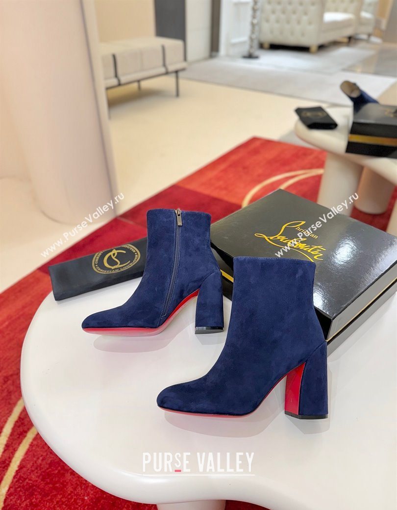 Christian Louboutin Turela Heel Ankle Boots 8.5cm in Suede Blue 2025 (MD-251030152)