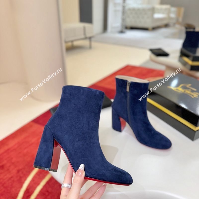 Christian Louboutin Turela Heel Ankle Boots 8.5cm in Suede Blue 2025 (MD-251030152)