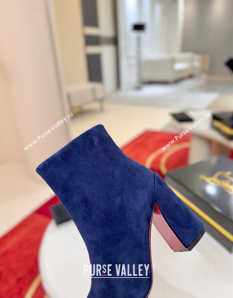 Christian Louboutin Turela Heel Ankle Boots 8.5cm in Suede Blue 2025 (MD-251030152)