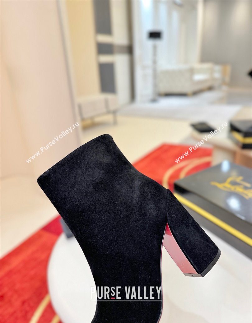 Christian Louboutin Turela Heel Ankle Boots 8.5cm in Suede Black 2025 (MD-251030153)