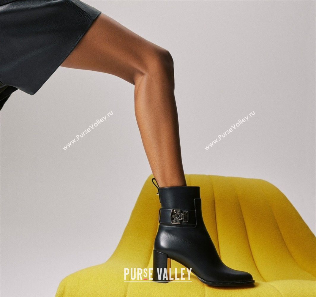 Christian Louboutin Booty Lock Heel Ankle Boots 7cm in Suede Black 2025 (MD-251030155)