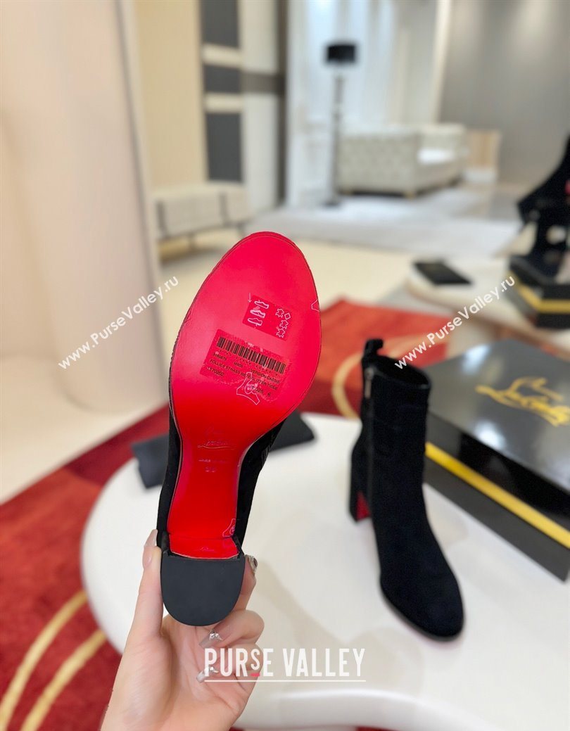 Christian Louboutin Booty Lock Heel Ankle Boots 7cm in Suede Black 2025 (MD-251030155)