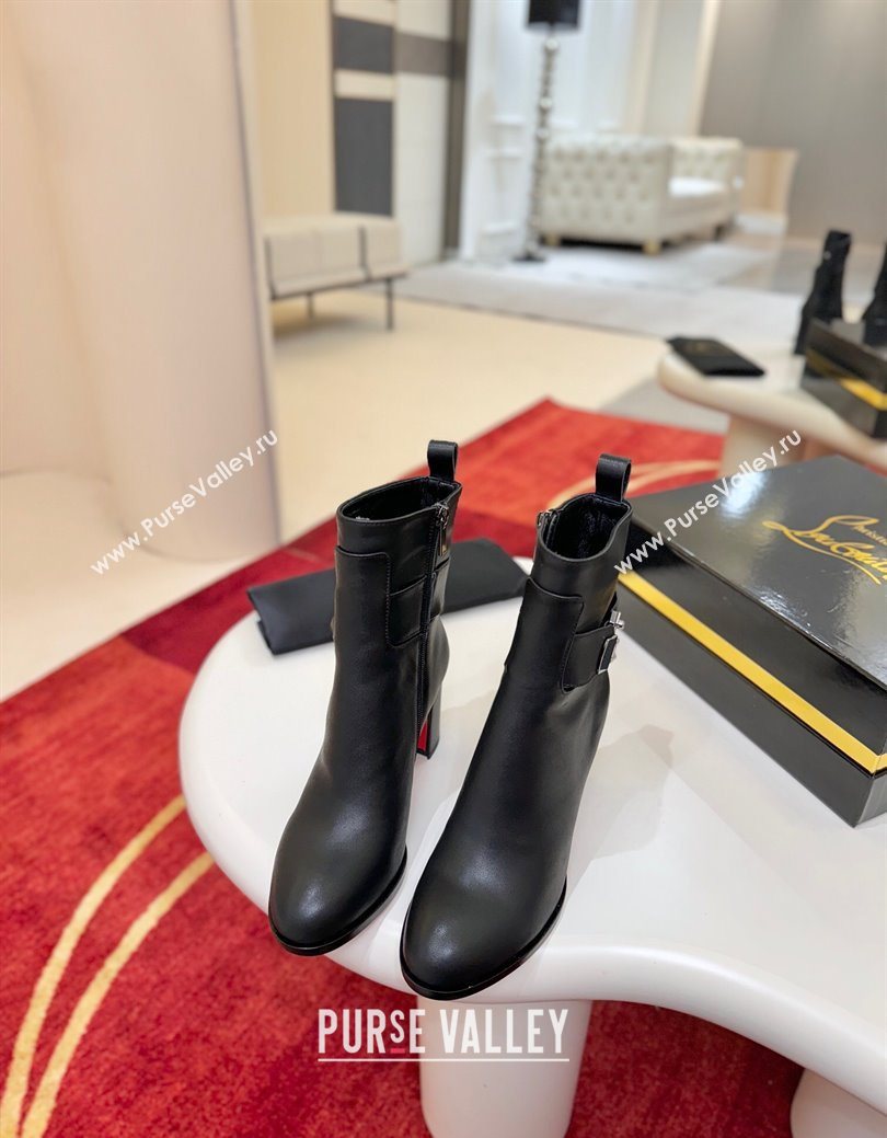 Christian Louboutin Booty Lock Heel Ankle Boots 7cm in Calf Leather Black 2025 (MD-251030156)