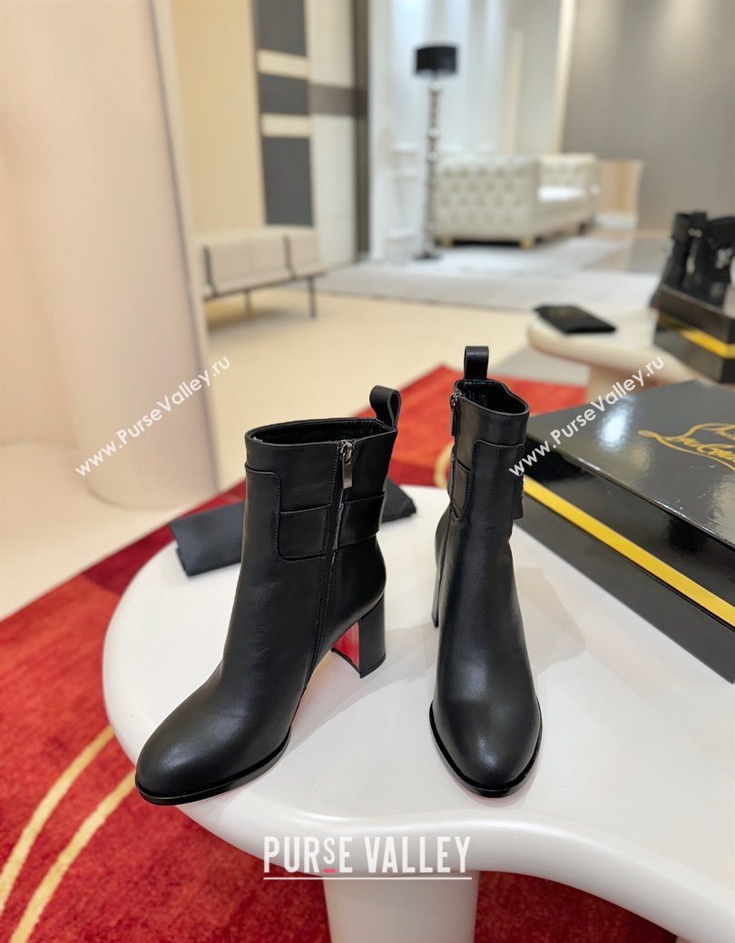 Christian Louboutin Booty Lock Heel Ankle Boots 7cm in Calf Leather Black 2025 (MD-251030156)