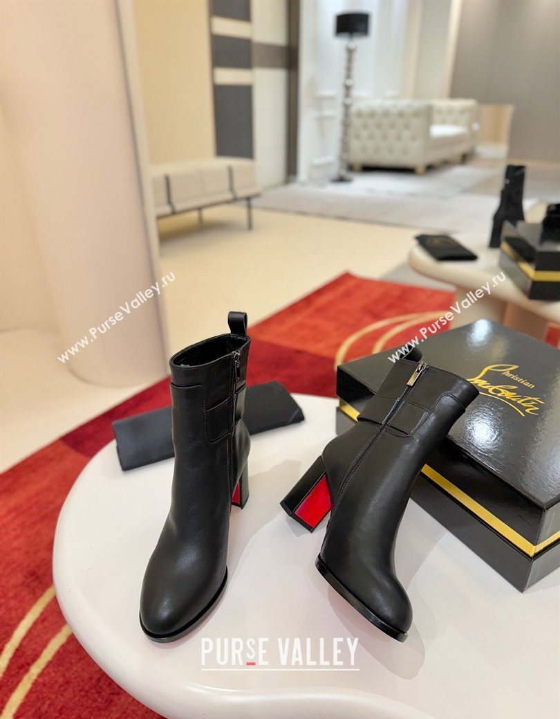 Christian Louboutin Booty Lock Heel Ankle Boots 7cm in Calf Leather Black 2025 (MD-251030156)
