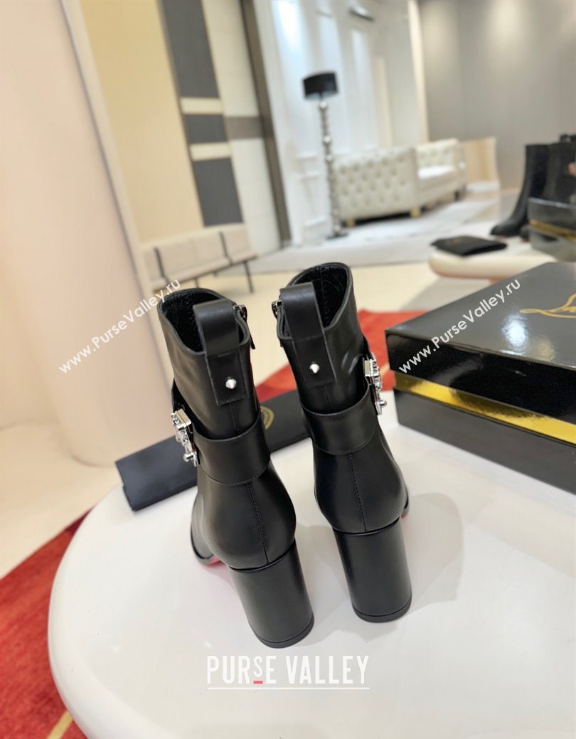 Christian Louboutin Booty Lock Heel Ankle Boots 7cm in Calf Leather Black 2025 (MD-251030156)