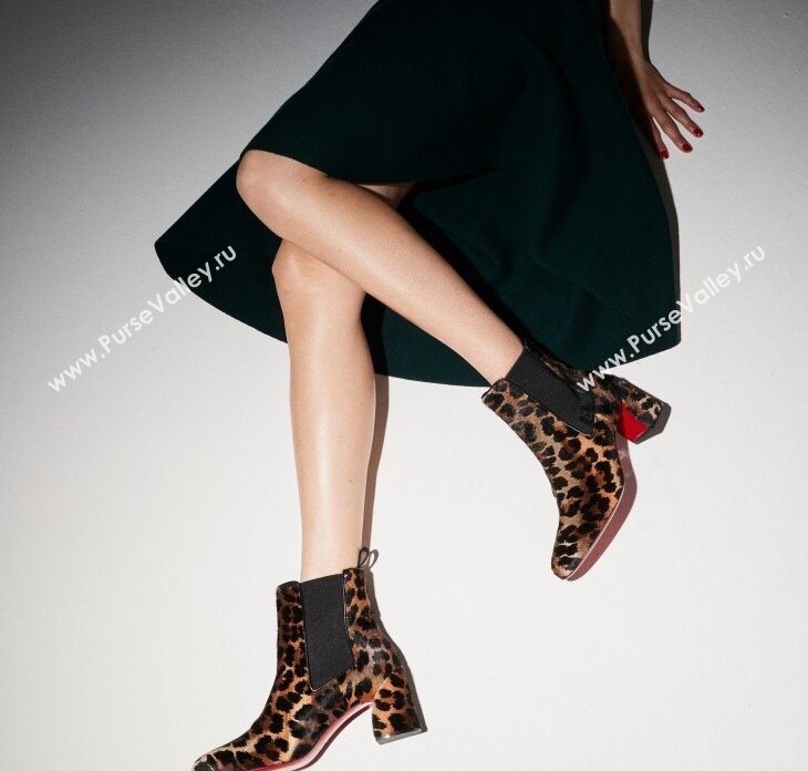 Christian Louboutin Turelastic Heel Ankle Boots 5.5cm in Leopard Print 2025 (MD-251030166)