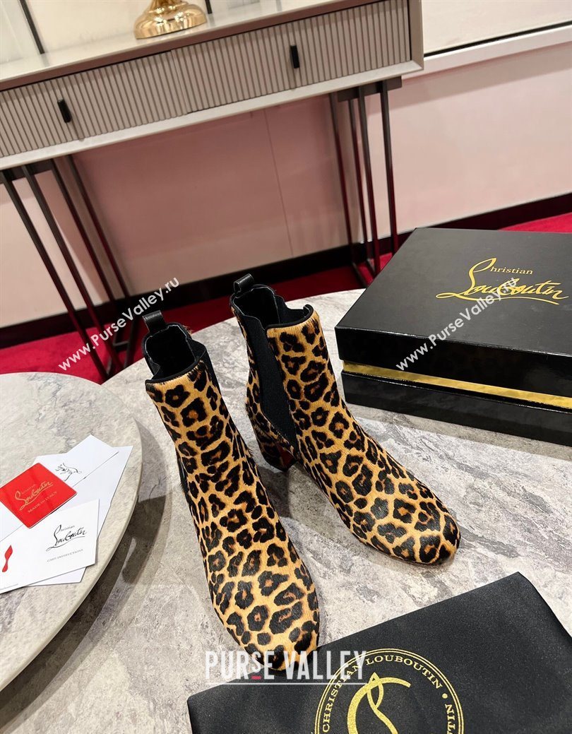 Christian Louboutin Turelastic Heel Ankle Boots 5.5cm in Leopard Print 2025 (MD-251030166)