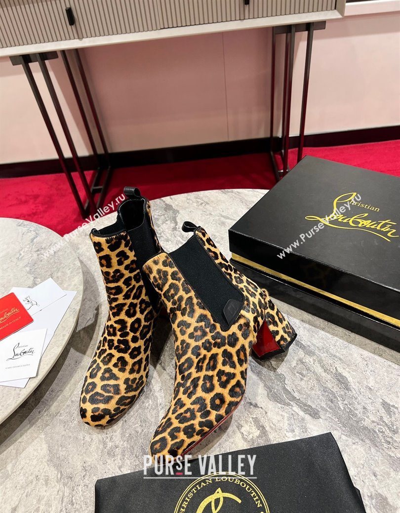 Christian Louboutin Turelastic Heel Ankle Boots 5.5cm in Leopard Print 2025 (MD-251030166)