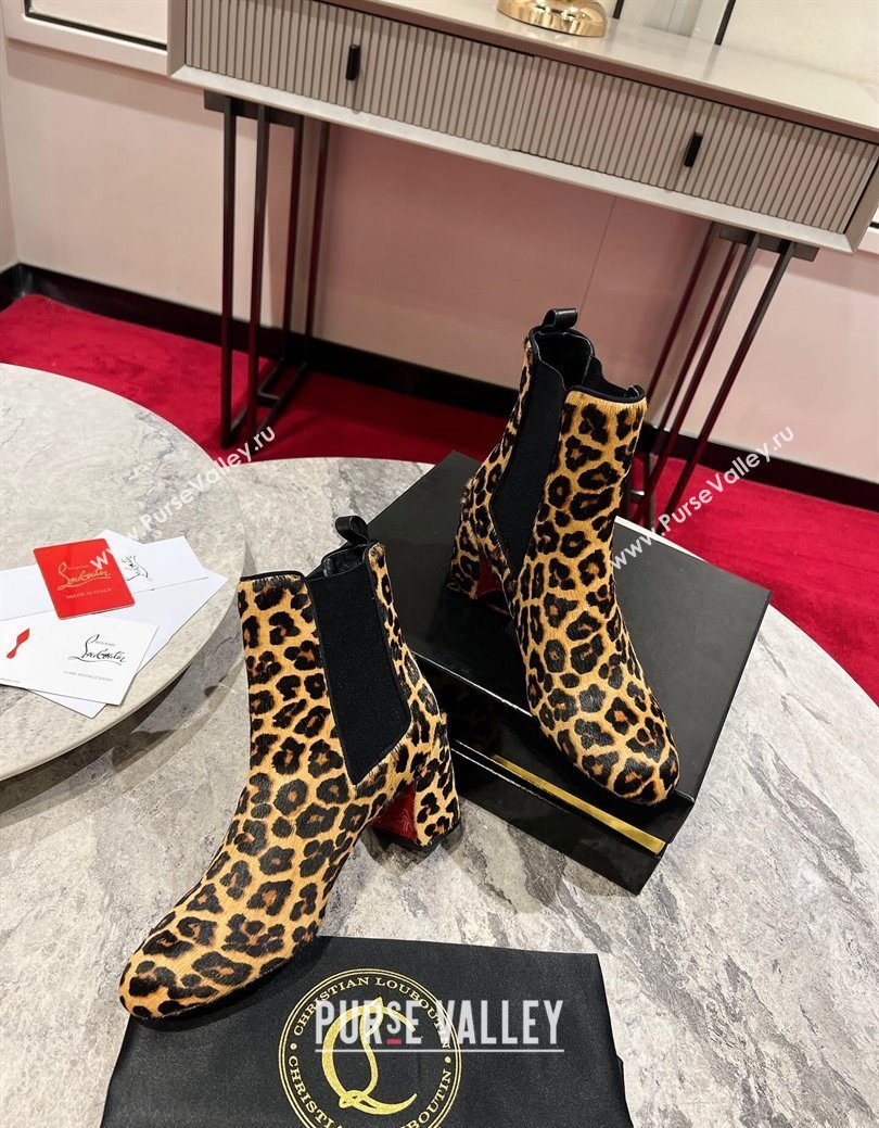 Christian Louboutin Turelastic Heel Ankle Boots 5.5cm in Leopard Print 2025 (MD-251030166)