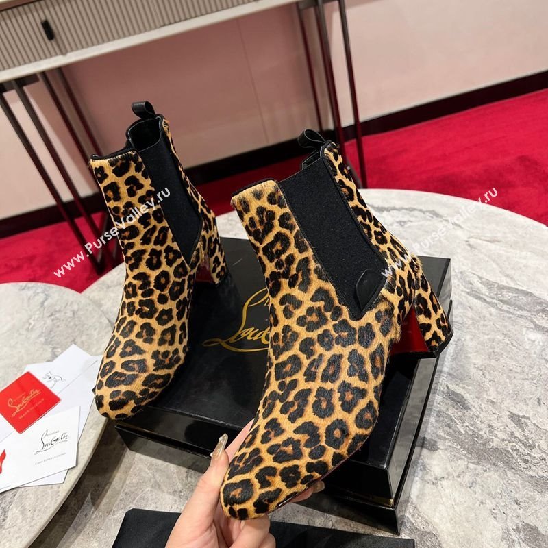 Christian Louboutin Turelastic Heel Ankle Boots 5.5cm in Leopard Print 2025 (MD-251030166)