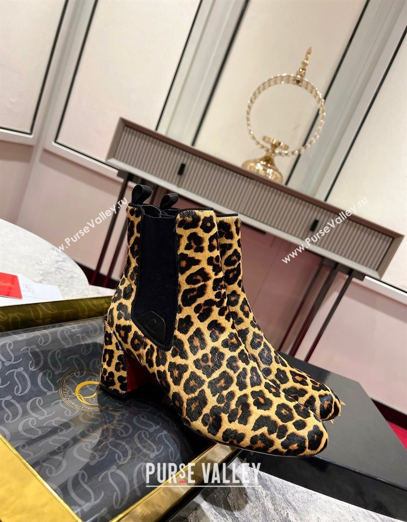 Christian Louboutin Turelastic Heel Ankle Boots 5.5cm in Leopard Print 2025 (MD-251030166)