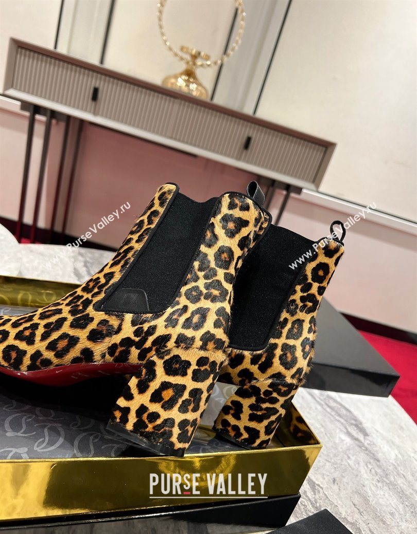 Christian Louboutin Turelastic Heel Ankle Boots 5.5cm in Leopard Print 2025 (MD-251030166)