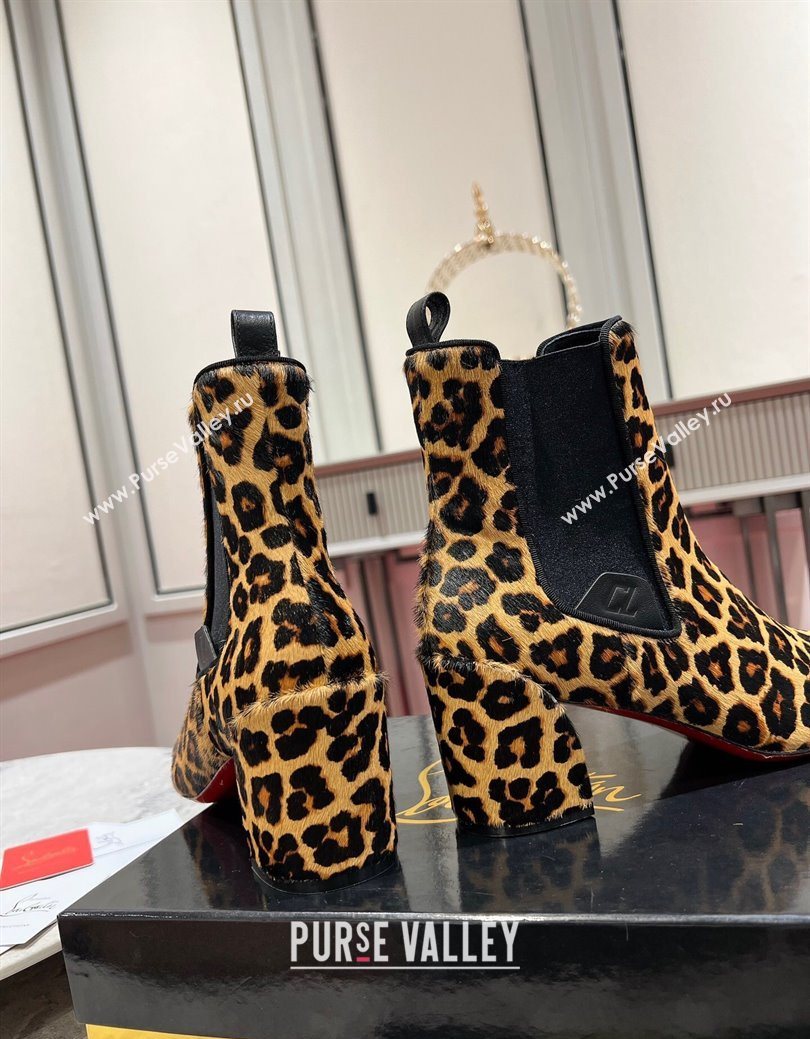 Christian Louboutin Turelastic Heel Ankle Boots 5.5cm in Leopard Print 2025 (MD-251030166)