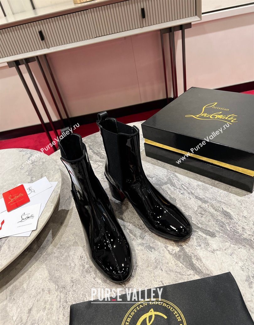 Christian Louboutin Turelastic Heel Ankle Boots 5.5cm in Patent Leather Black 2025 (MD-251030167)