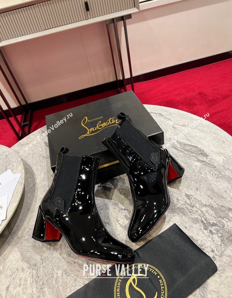 Christian Louboutin Turelastic Heel Ankle Boots 5.5cm in Patent Leather Black 2025 (MD-251030167)
