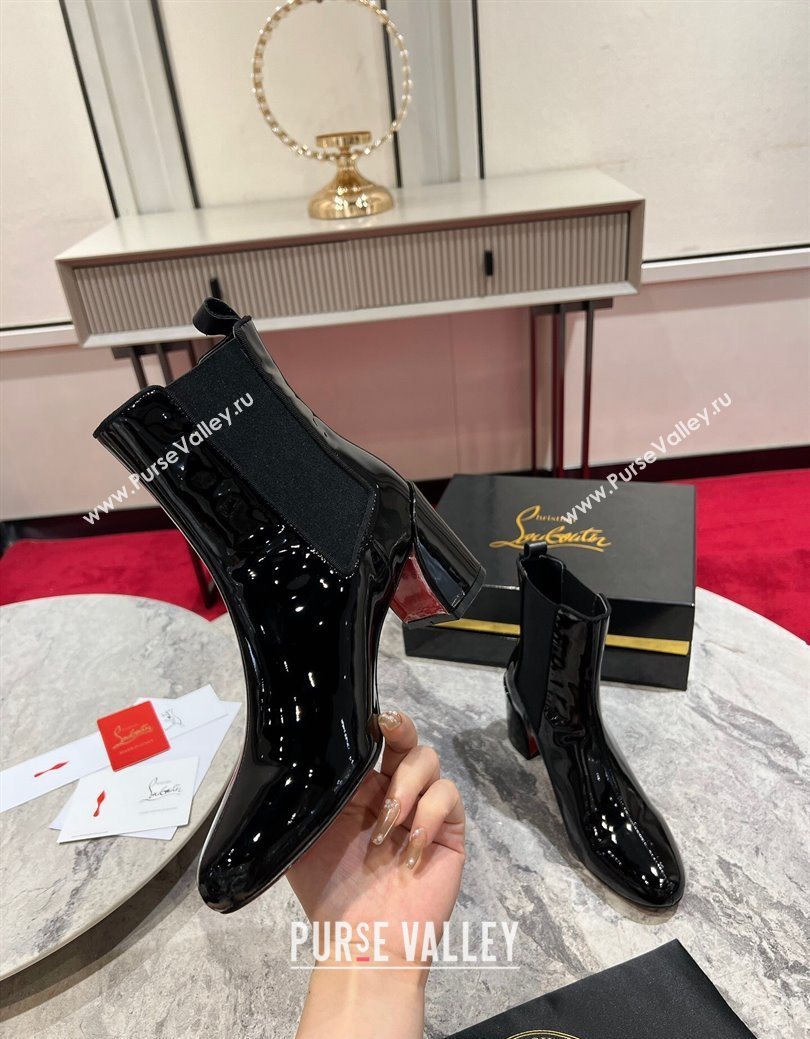 Christian Louboutin Turelastic Heel Ankle Boots 5.5cm in Patent Leather Black 2025 (MD-251030167)