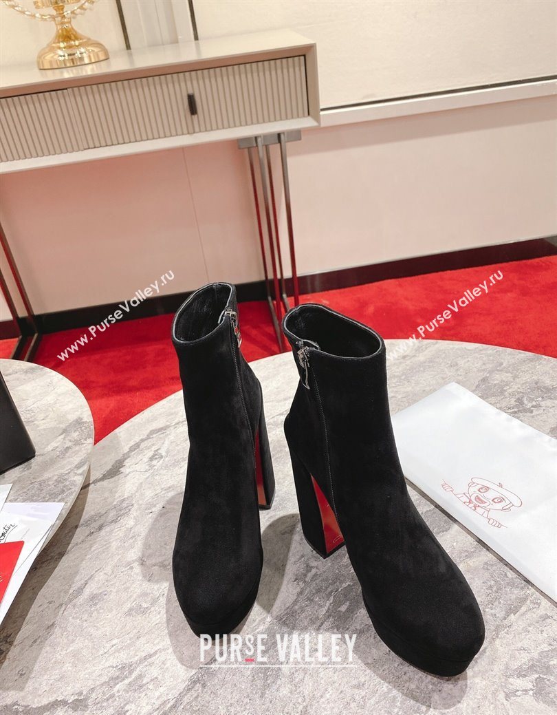 Christian Louboutin Loo Booty Platform Ankle Boots 13cm in Suede Black 2025 (MD-251030169)