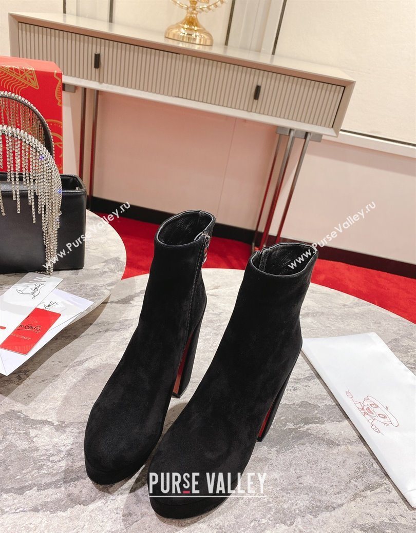 Christian Louboutin Loo Booty Platform Ankle Boots 13cm in Suede Black 2025 (MD-251030169)