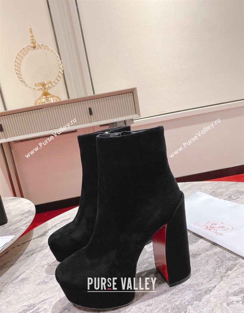 Christian Louboutin Loo Booty Platform Ankle Boots 13cm in Suede Black 2025 (MD-251030169)