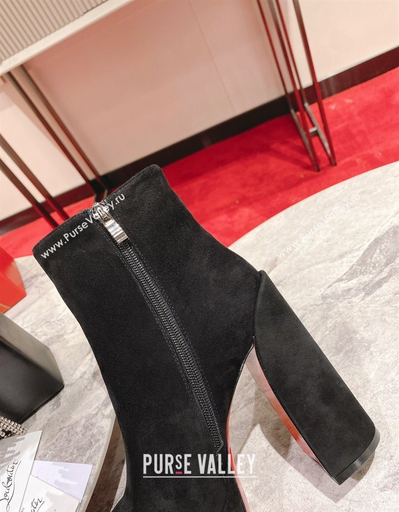 Christian Louboutin Loo Booty Platform Ankle Boots 13cm in Suede Black 2025 (MD-251030169)
