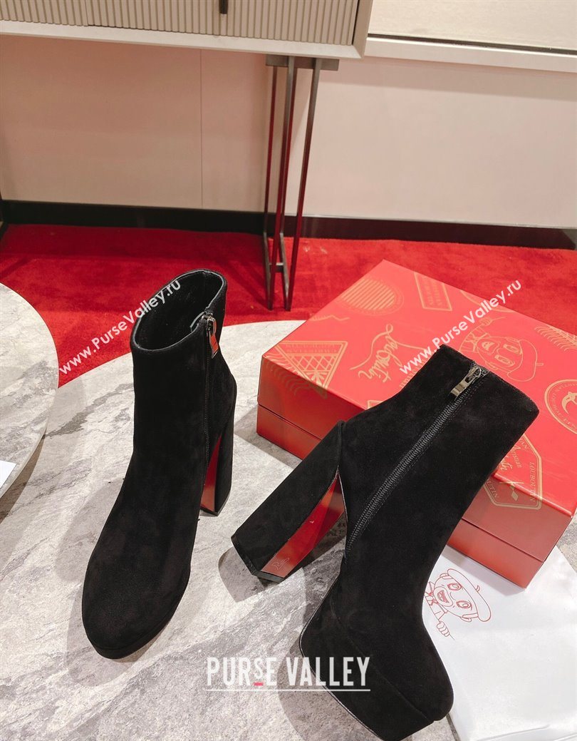 Christian Louboutin Loo Booty Platform Ankle Boots 13cm in Suede Black 2025 (MD-251030169)