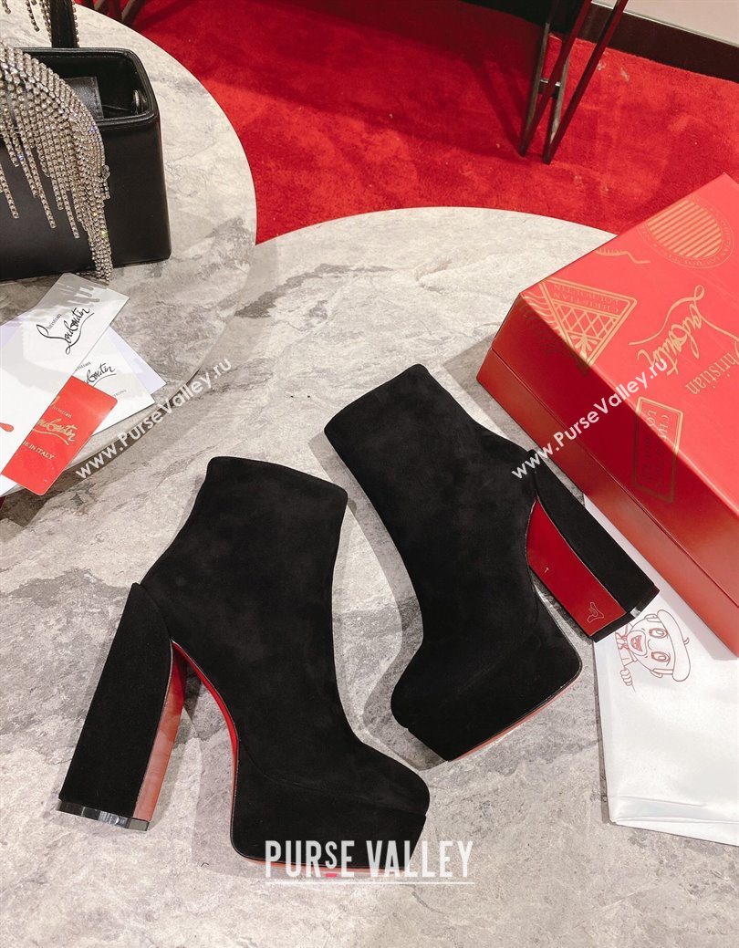 Christian Louboutin Loo Booty Platform Ankle Boots 13cm in Suede Black 2025 (MD-251030169)