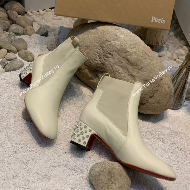 Christian Louboutin Study Heel Ankle Boots 5.5cm in Calf Leather White 2025 (MD-251030171)