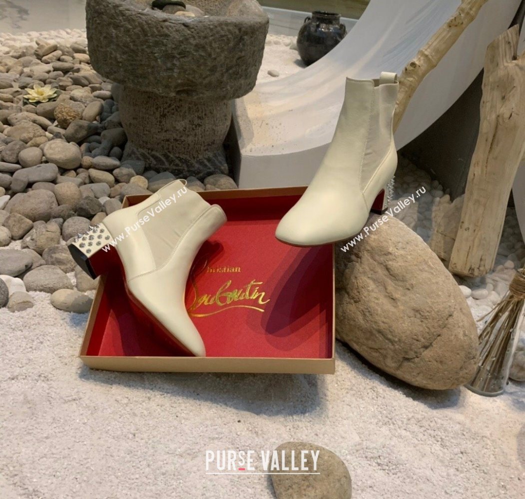 Christian Louboutin Study Heel Ankle Boots 5.5cm in Calf Leather White 2025 (MD-251030171)