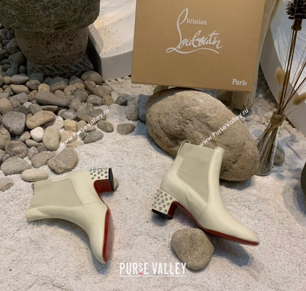Christian Louboutin Study Heel Ankle Boots 5.5cm in Calf Leather White 2025 (MD-251030171)