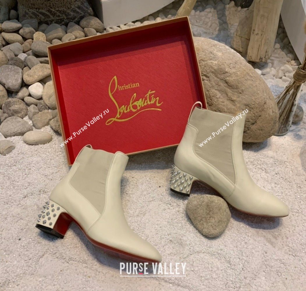 Christian Louboutin Study Heel Ankle Boots 5.5cm in Calf Leather White 2025 (MD-251030171)