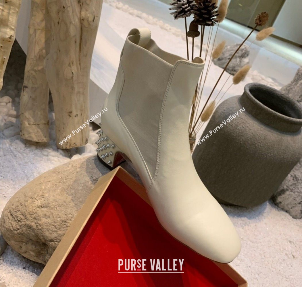 Christian Louboutin Study Heel Ankle Boots 5.5cm in Calf Leather White 2025 (MD-251030171)