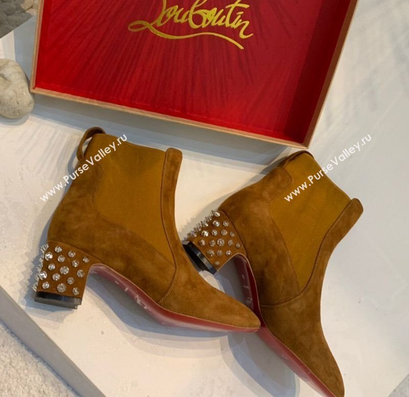 Christian Louboutin Study Heel Ankle Boots 5.5cm in Suede Brown 2025 (MD-251030173)