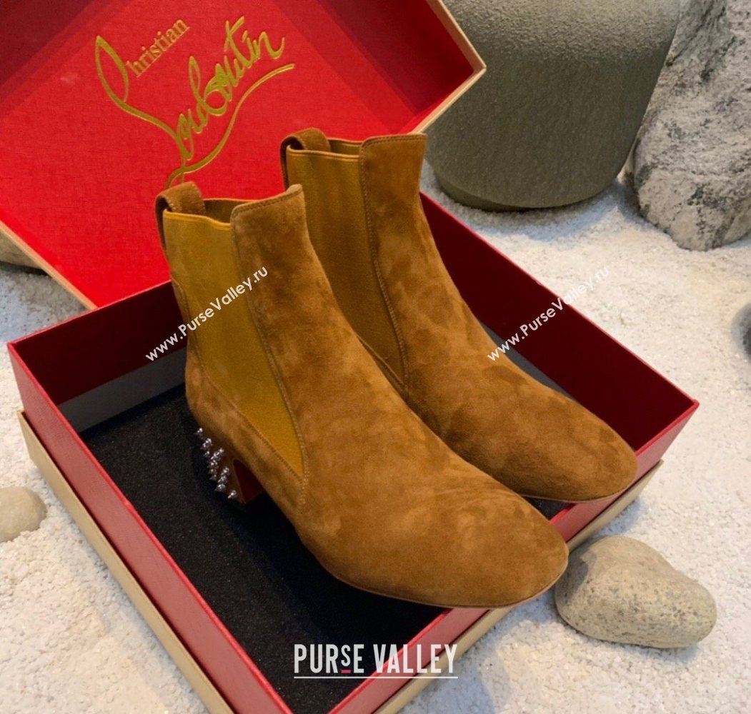 Christian Louboutin Study Heel Ankle Boots 5.5cm in Suede Brown 2025 (MD-251030173)