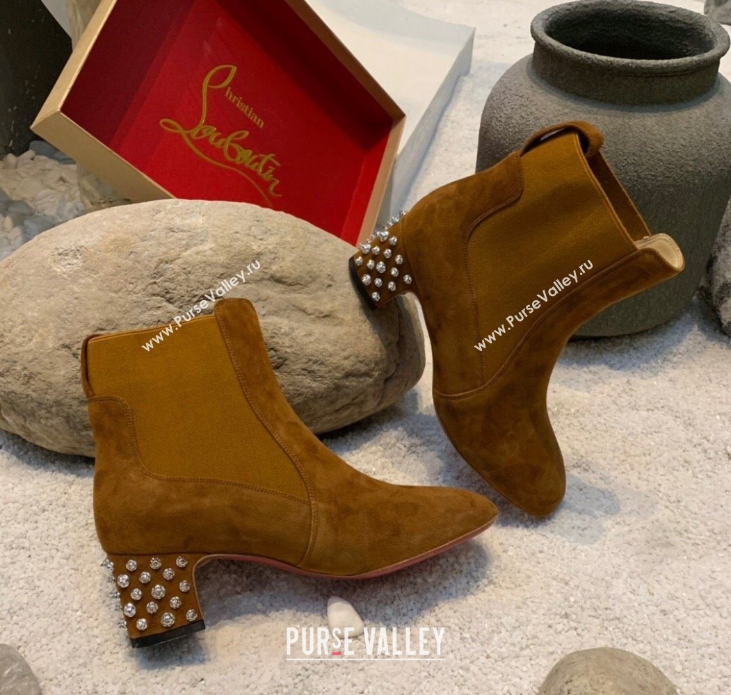 Christian Louboutin Study Heel Ankle Boots 5.5cm in Suede Brown 2025 (MD-251030173)