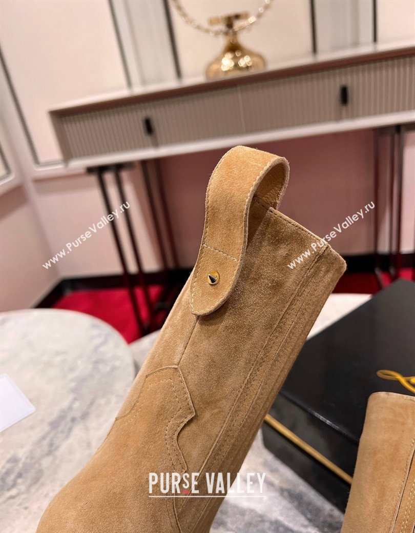 Christian Louboutin Santigag Heel Ankle Boots 8.5cm in Suede Beige 2025 (MD-251030148)