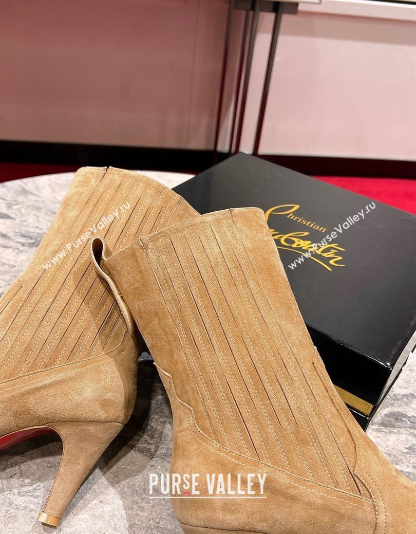 Christian Louboutin Santigag Heel Ankle Boots 8.5cm in Suede Beige 2025 (MD-251030148)