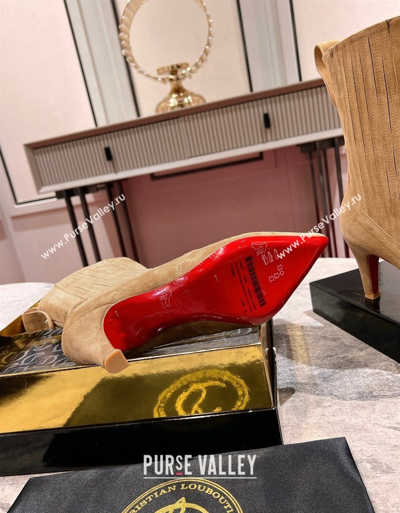 Christian Louboutin Santigag Heel Ankle Boots 8.5cm in Suede Beige 2025 (MD-251030148)