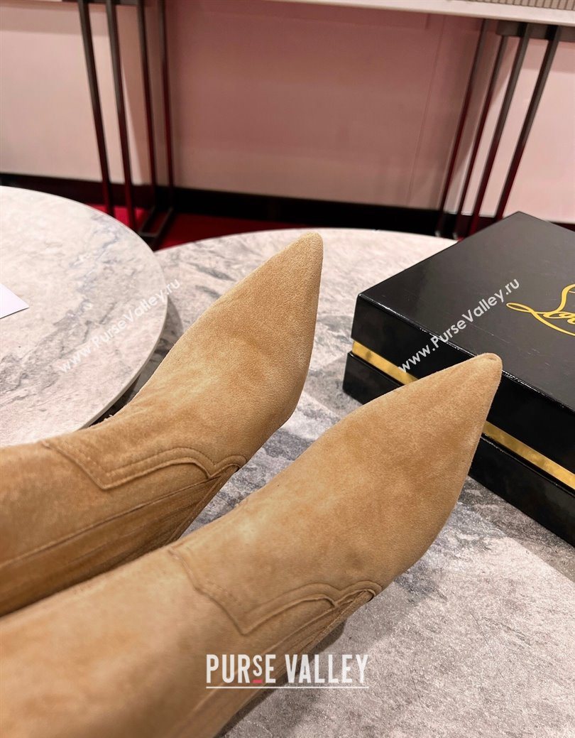 Christian Louboutin Santigag Heel Ankle Boots 8.5cm in Suede Beige 2025 (MD-251030148)