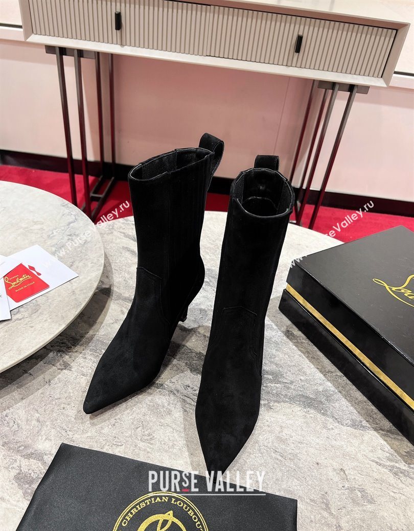Christian Louboutin Santigag Heel Ankle Boots 8.5cm in Suede Black 2025 (MD-251030149)