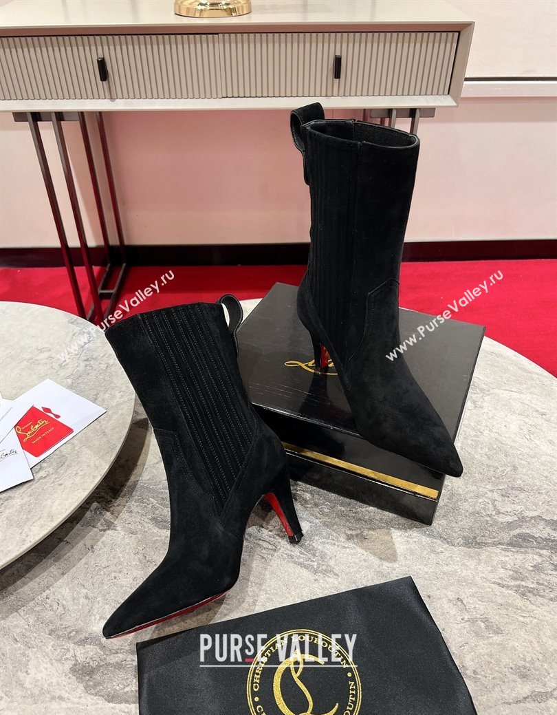 Christian Louboutin Santigag Heel Ankle Boots 8.5cm in Suede Black 2025 (MD-251030149)