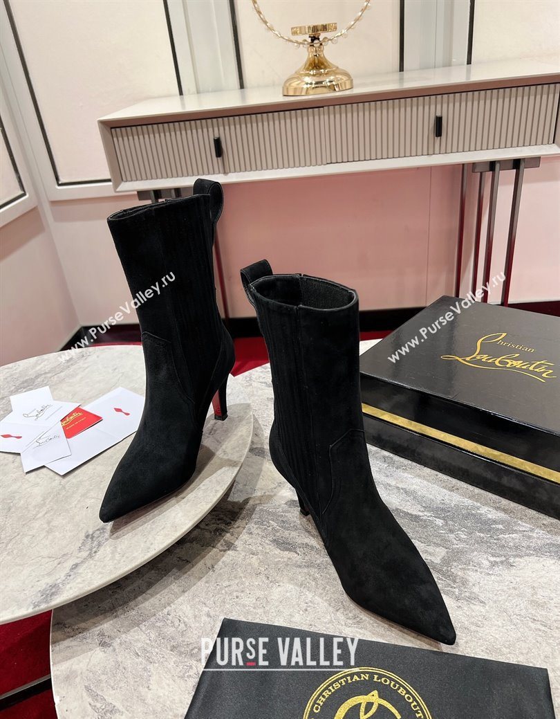 Christian Louboutin Santigag Heel Ankle Boots 8.5cm in Suede Black 2025 (MD-251030149)