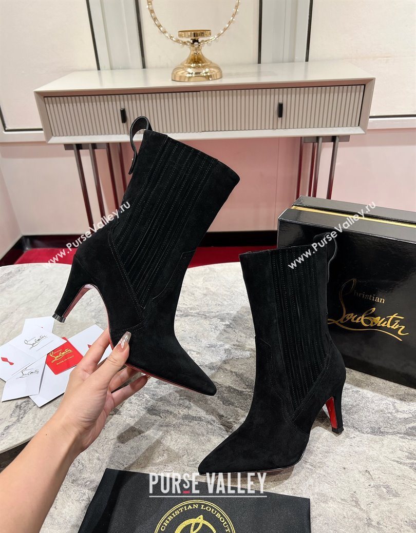 Christian Louboutin Santigag Heel Ankle Boots 8.5cm in Suede Black 2025 (MD-251030149)