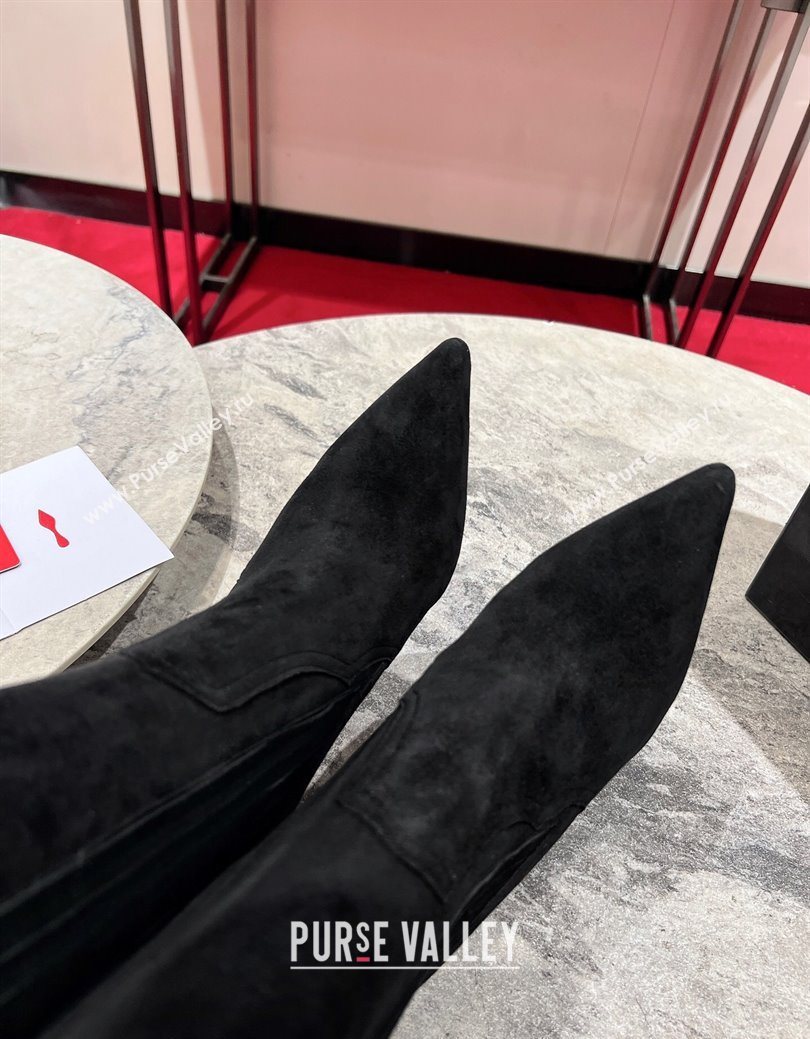 Christian Louboutin Santigag Heel Ankle Boots 8.5cm in Suede Black 2025 (MD-251030149)