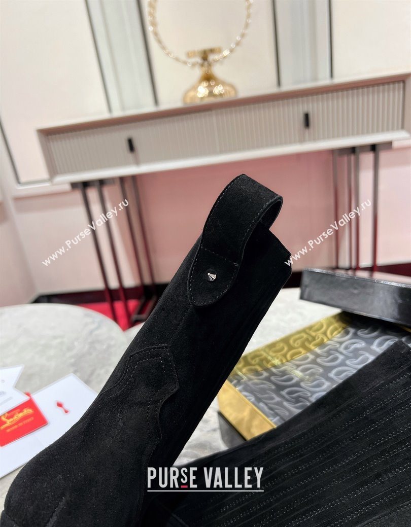 Christian Louboutin Santigag Heel Ankle Boots 8.5cm in Suede Black 2025 (MD-251030149)