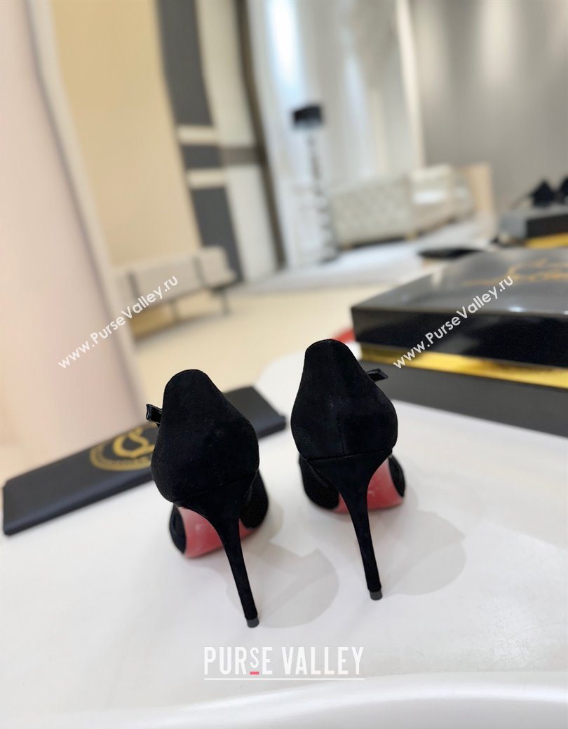 Christian Louboutin Miss Ziggyta Heel Pumps 10cm with Strap in Suede Black 2025 (MD-251209089)