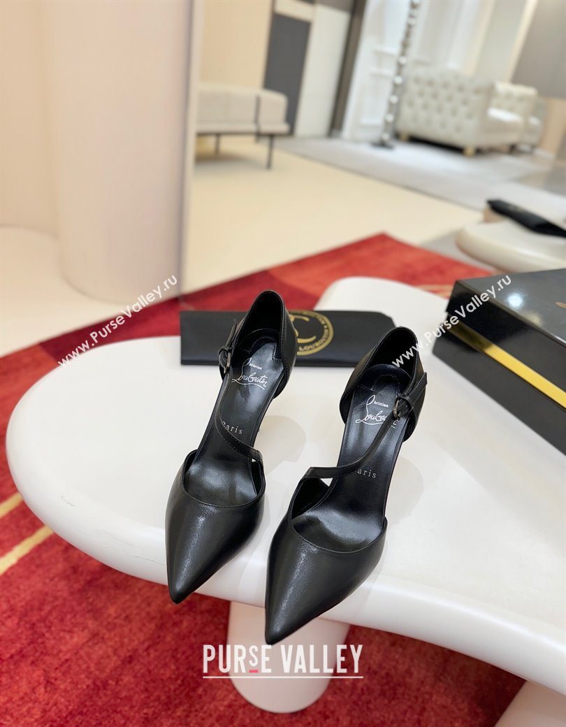 Christian Louboutin Miss Ziggyta Heel Pumps 10cm with Strap in Leather Black 2025 (MD-251209091)