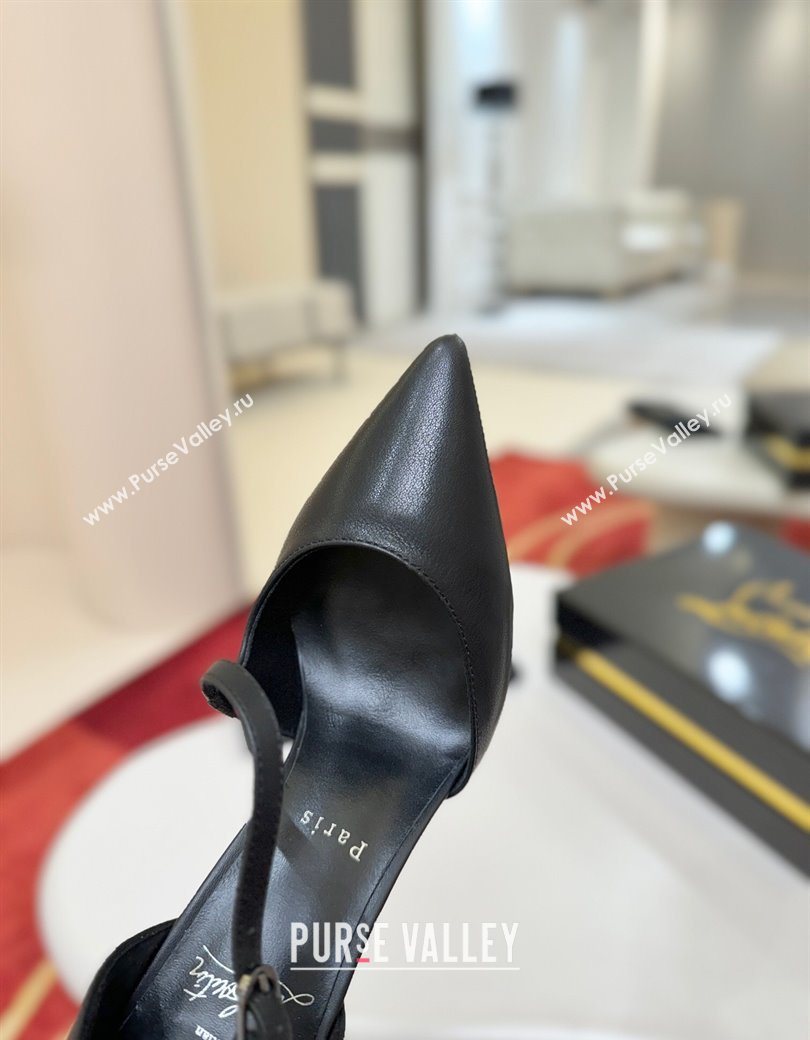 Christian Louboutin Miss Ziggyta Heel Pumps 10cm with Strap in Leather Black 2025 (MD-251209091)